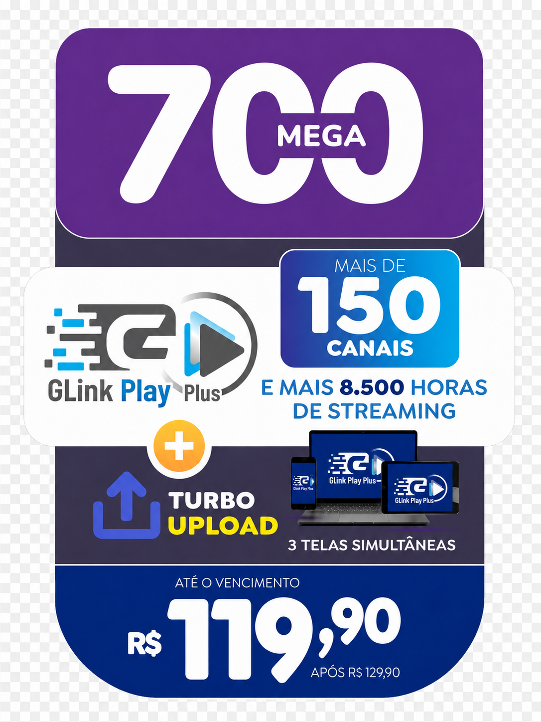 Plano 700 Mega na fibra